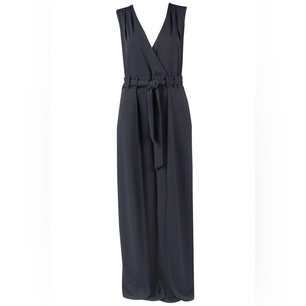 SHELBY & PALMER SLEEVELESS SURPLICE NECKLINE JUMPSUIT -size14